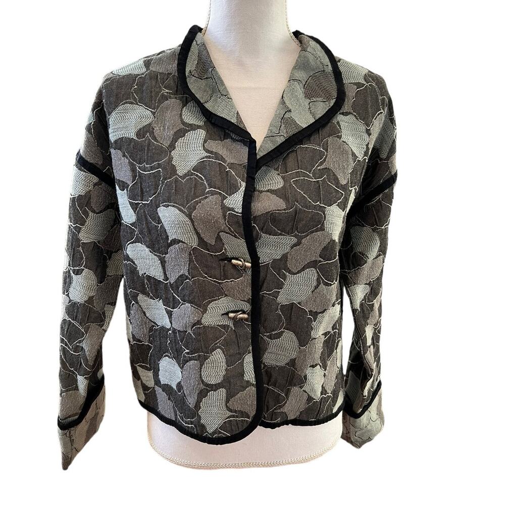 Vintage 80s Asian Inspired Boxy Jacquard Jacket Blazer